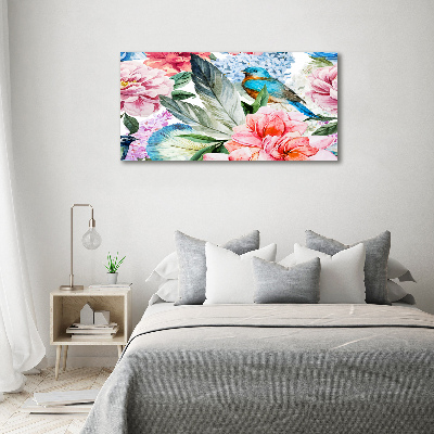 Acrylic wall picture Flowers and birds