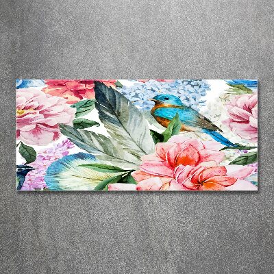 Acrylic wall picture Flowers and birds