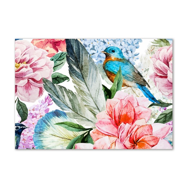 Acrylic wall picture Flowers and birds