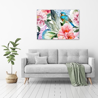 Acrylic wall picture Flowers and birds