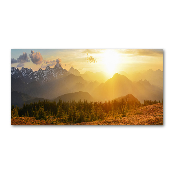 Glass acrylic wall art Sunset of the mountain