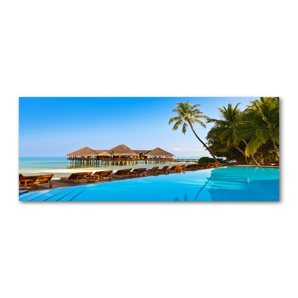 Glass acrylic wall art Swimming pool in the Maldives