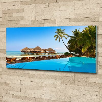 Glass acrylic wall art Swimming pool in the Maldives