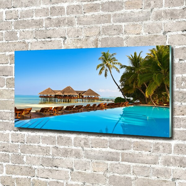 Glass acrylic wall art Swimming pool in the Maldives