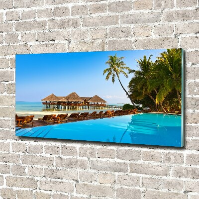 Glass acrylic wall art Swimming pool in the Maldives