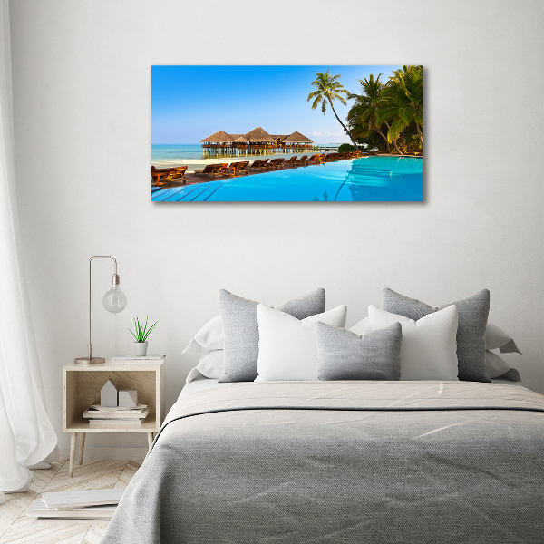 Glass acrylic wall art Swimming pool in the Maldives