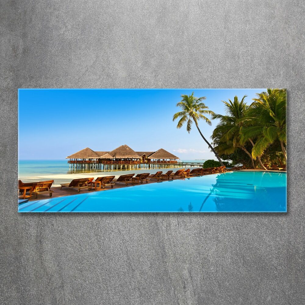 Glass acrylic wall art Swimming pool in the Maldives