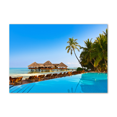 Glass acrylic wall art Swimming pool in the Maldives