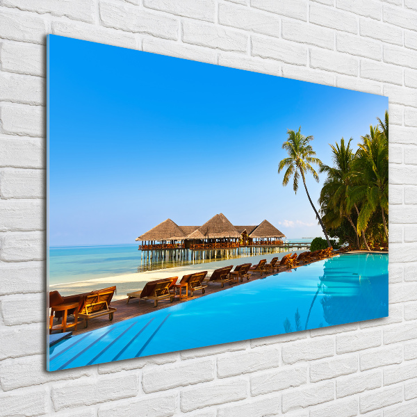 Glass acrylic wall art Swimming pool in the Maldives