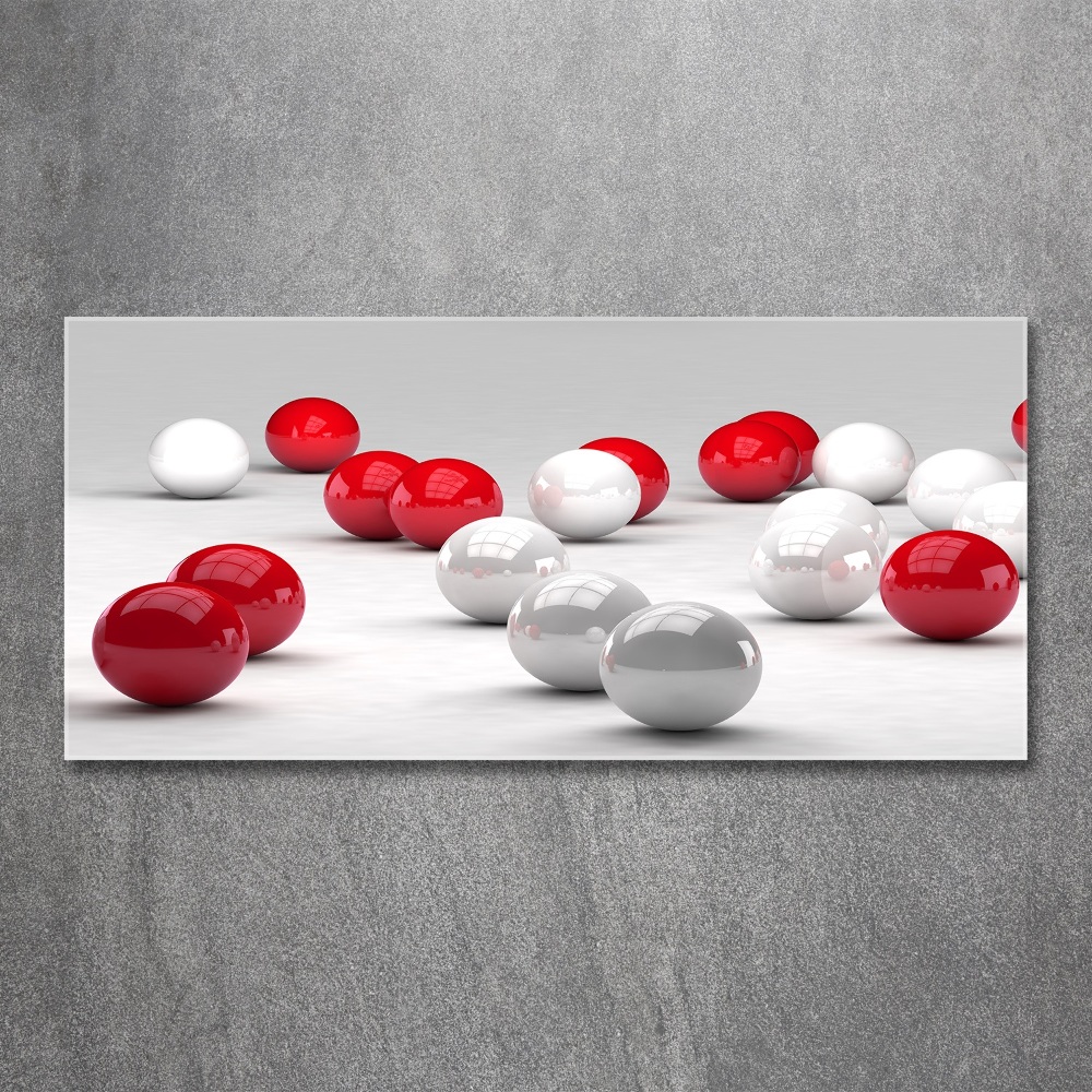 Wall art acrylic Red and white balls