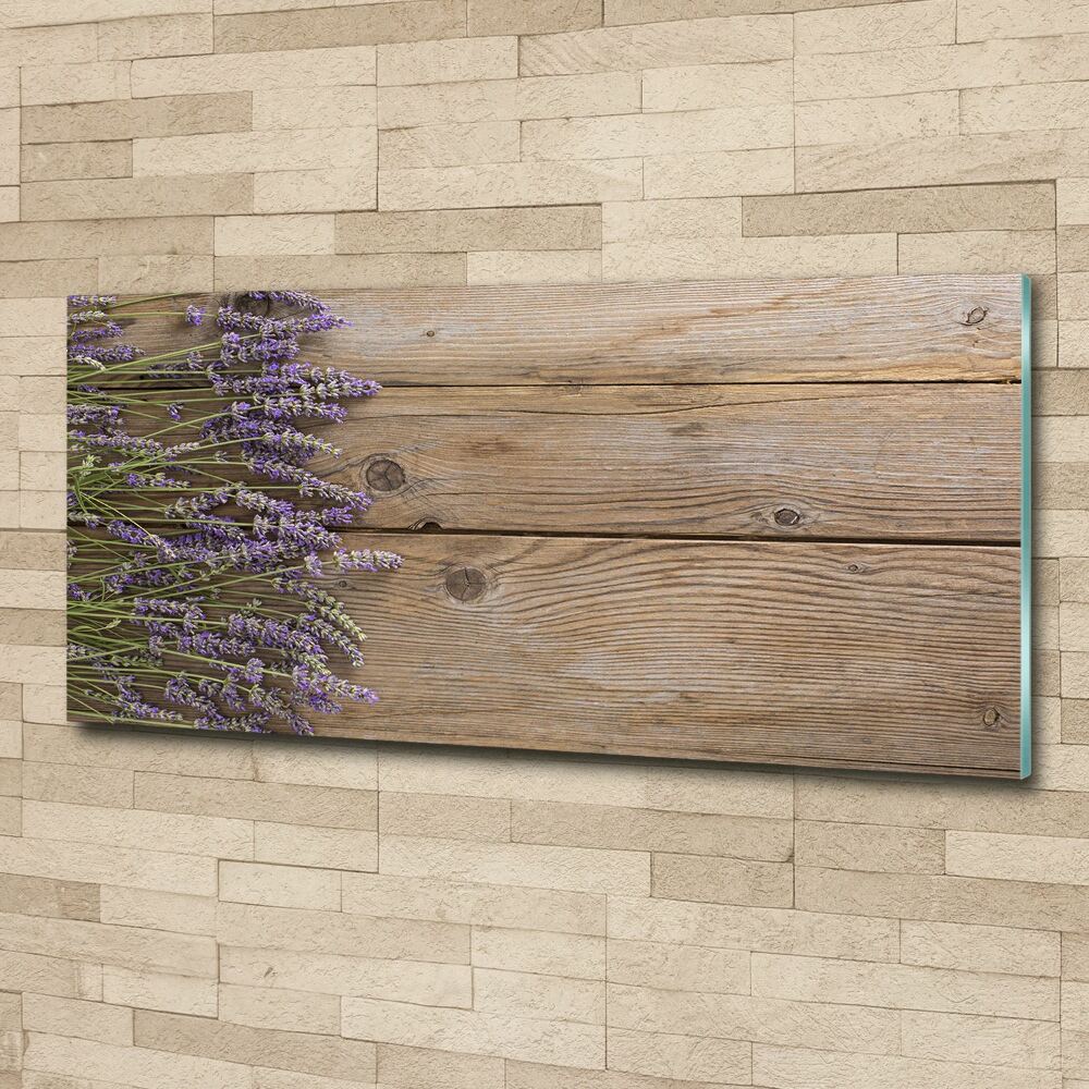 Glass acrylic wall art Lavender on wood