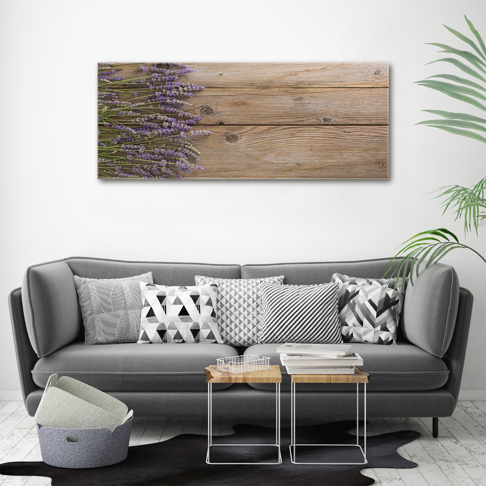 Glass acrylic wall art Lavender on wood