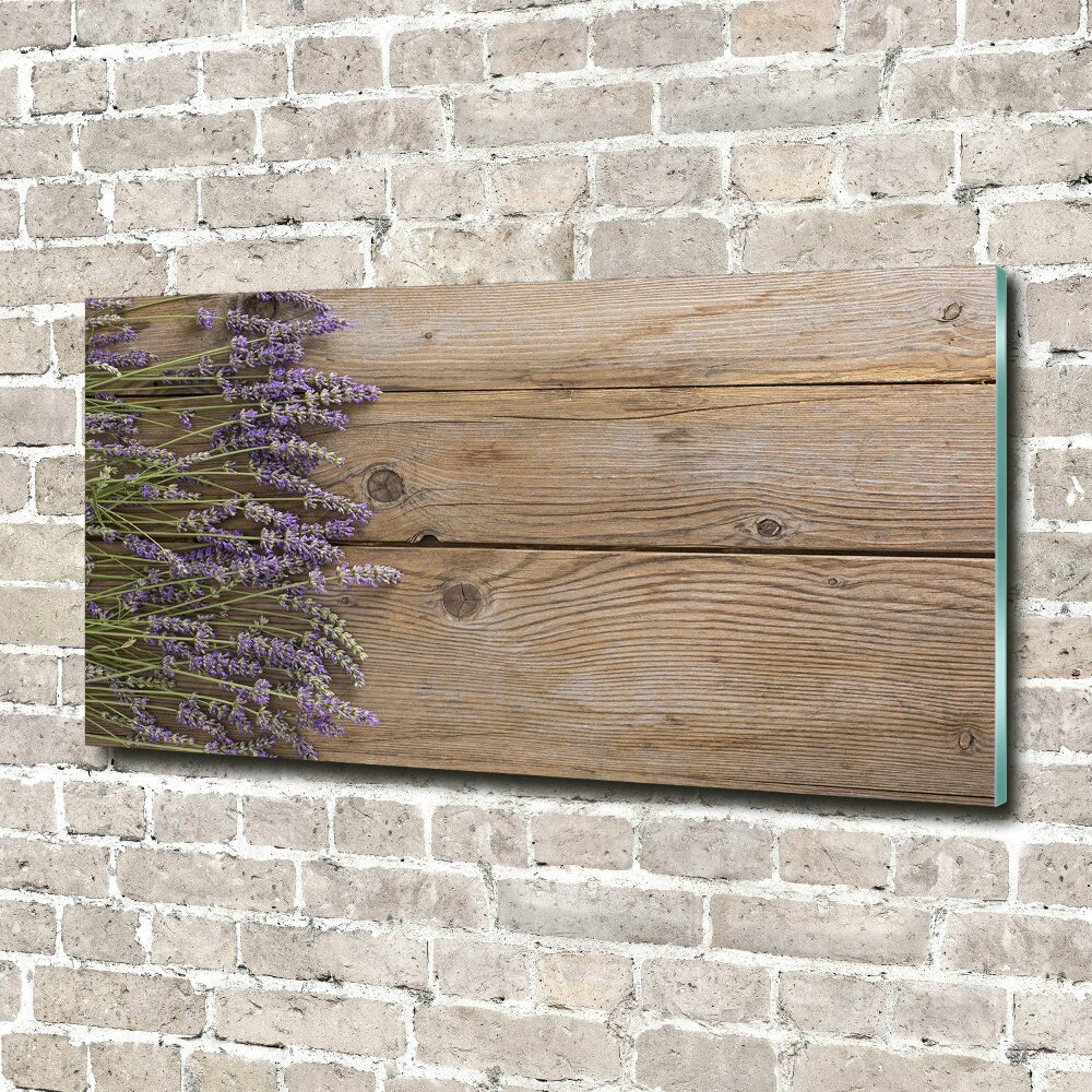 Glass acrylic wall art Lavender on wood