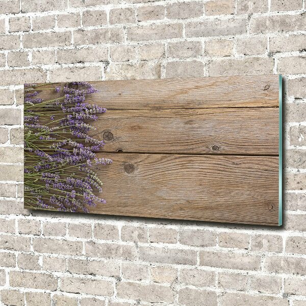 Glass acrylic wall art Lavender on wood