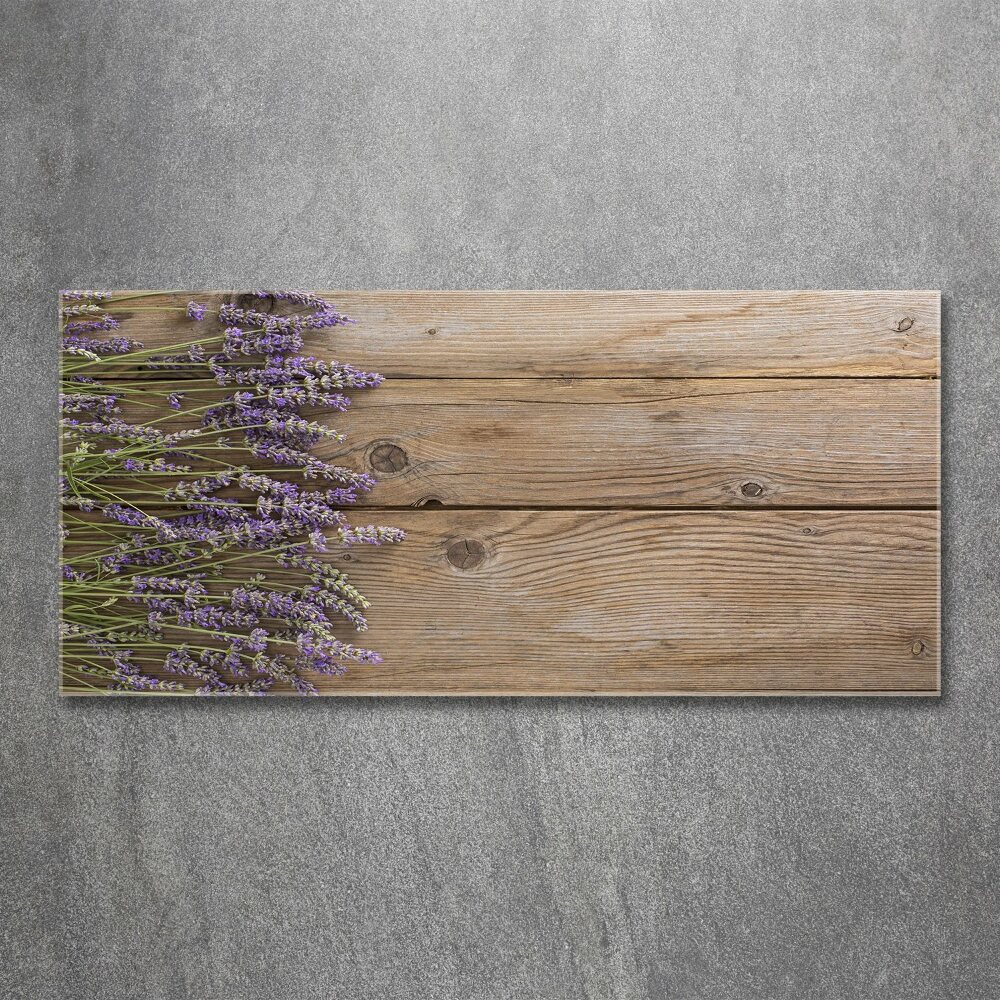 Glass acrylic wall art Lavender on wood