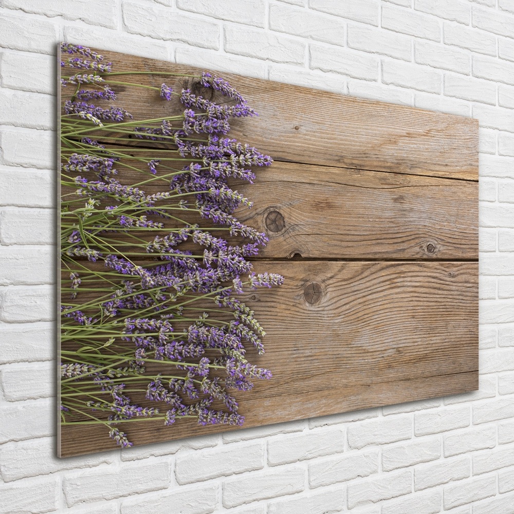 Glass acrylic wall art Lavender on wood