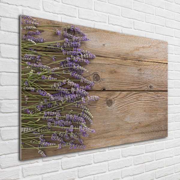 Glass acrylic wall art Lavender on wood