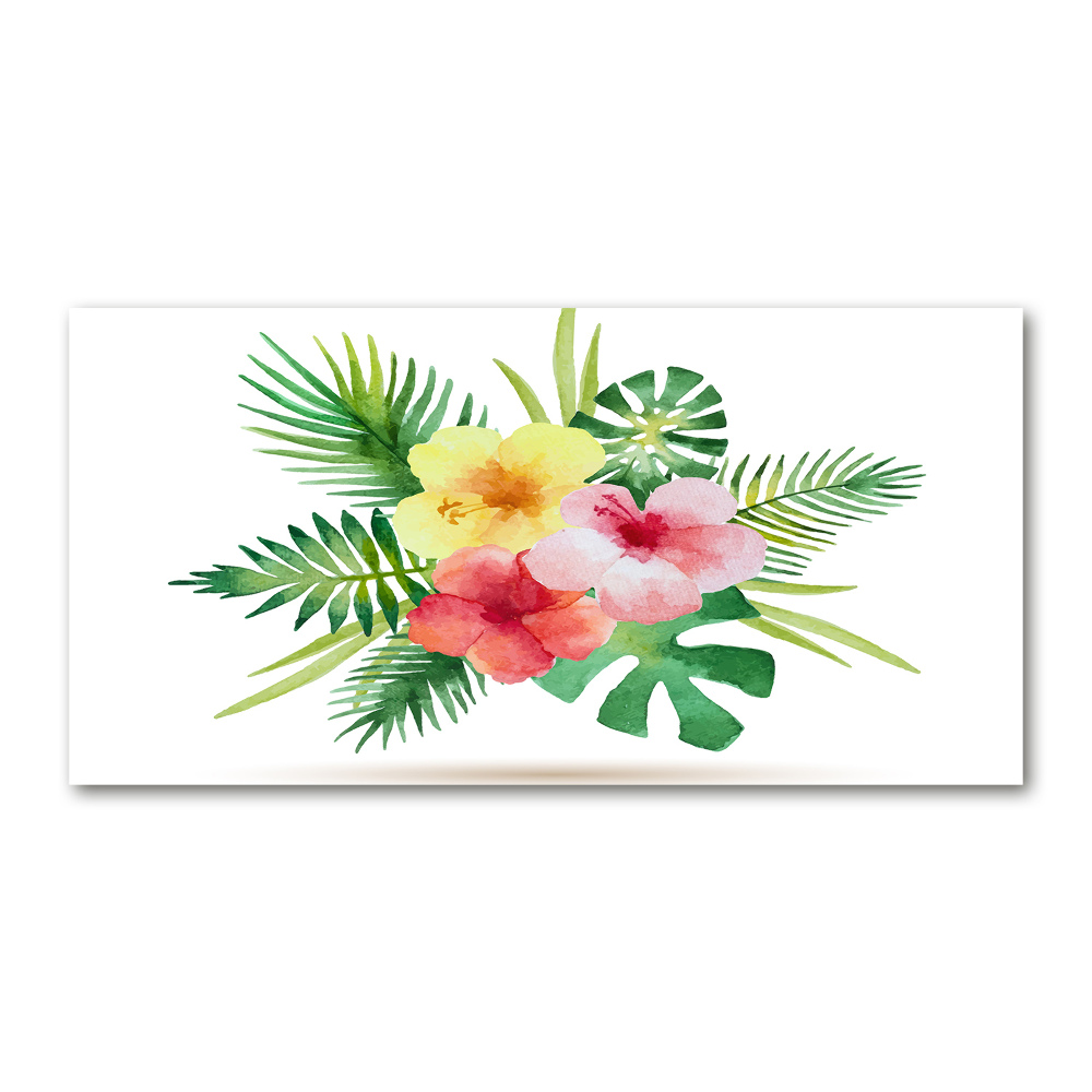 Glass acrylic wall art Hawaiian flowers