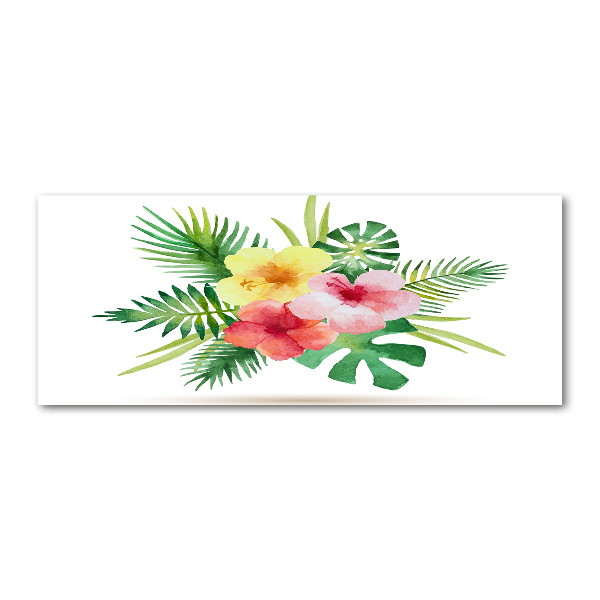 Glass acrylic wall art Hawaiian flowers