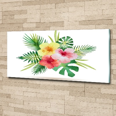 Glass acrylic wall art Hawaiian flowers