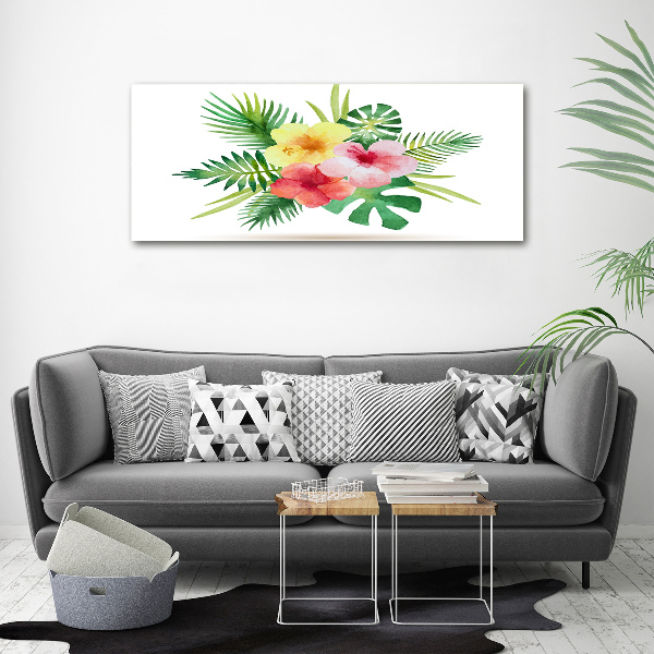 Glass acrylic wall art Hawaiian flowers