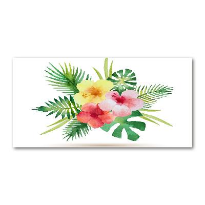 Glass acrylic wall art Hawaiian flowers