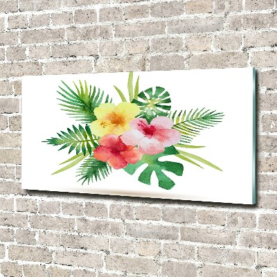 Glass acrylic wall art Hawaiian flowers