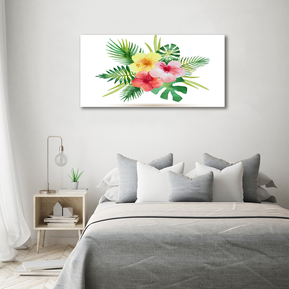 Glass acrylic wall art Hawaiian flowers