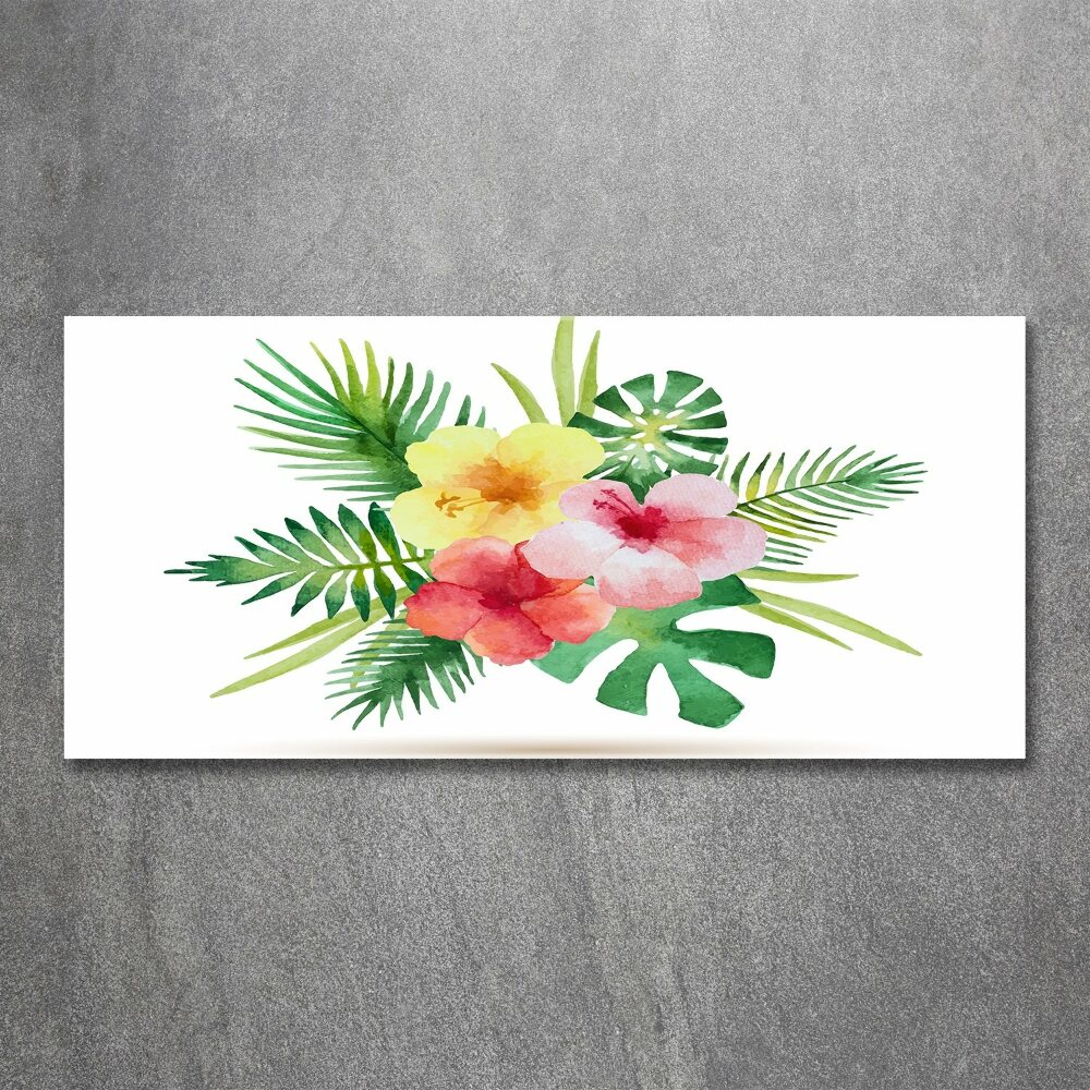 Glass acrylic wall art Hawaiian flowers