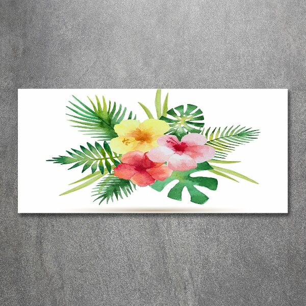 Glass acrylic wall art Hawaiian flowers