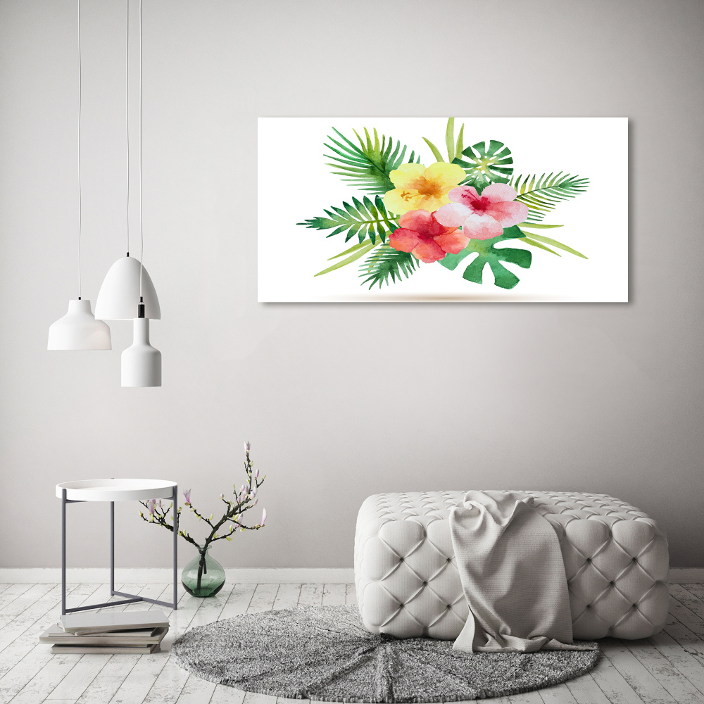 Glass acrylic wall art Hawaiian flowers