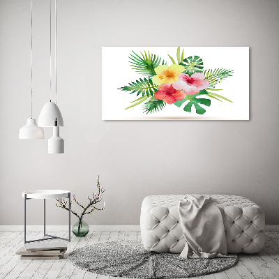 Glass acrylic wall art Hawaiian flowers