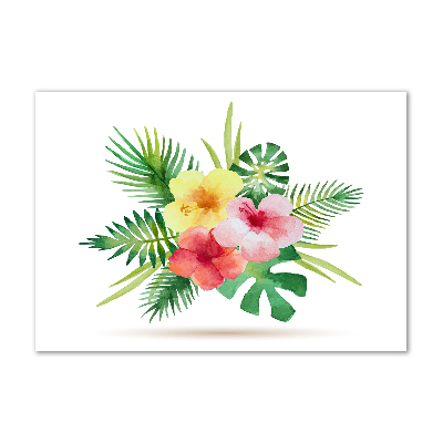 Glass acrylic wall art Hawaiian flowers