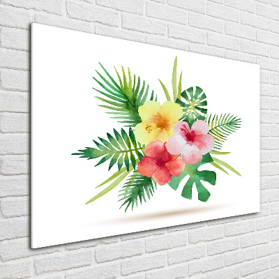 Glass acrylic wall art Hawaiian flowers