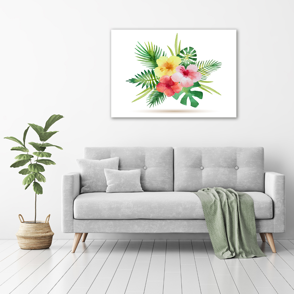 Glass acrylic wall art Hawaiian flowers