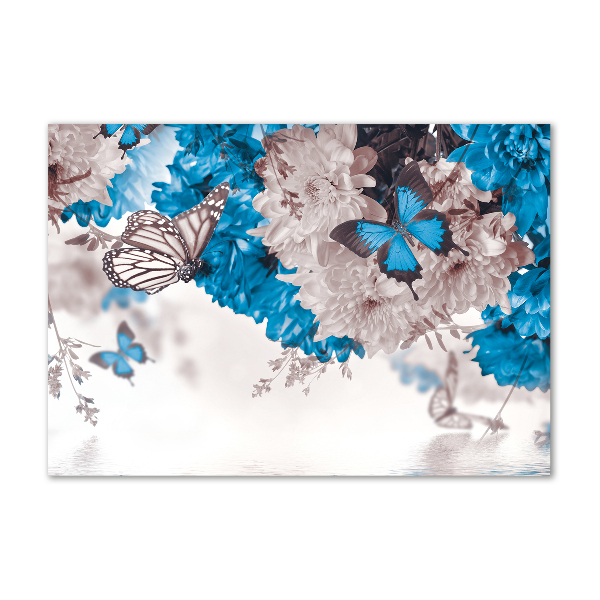 Glass acrylic wall art Flowers and butterflies