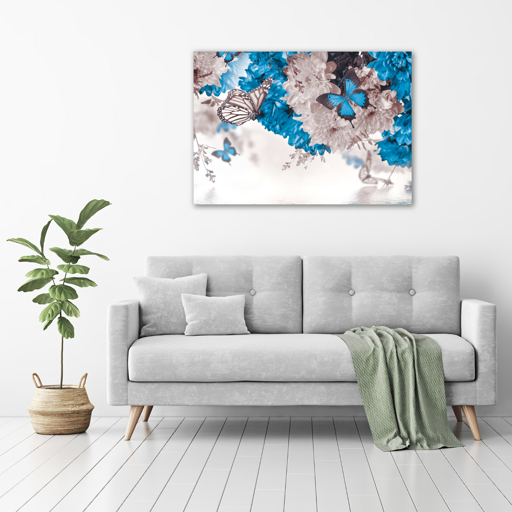 Glass acrylic wall art Flowers and butterflies