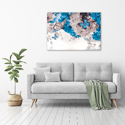 Glass acrylic wall art Flowers and butterflies