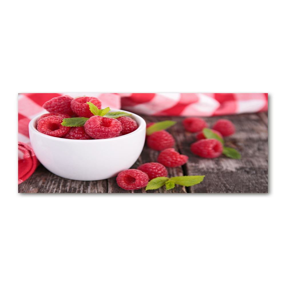 Acrylic print Raspberries in a bowl