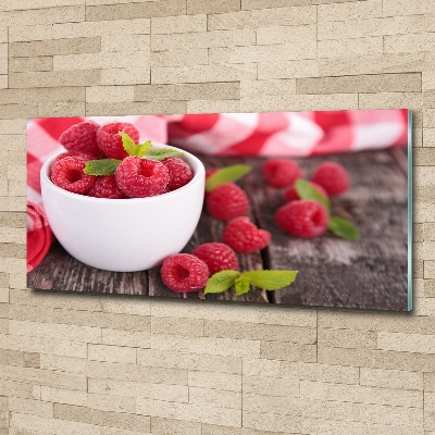 Acrylic print Raspberries in a bowl