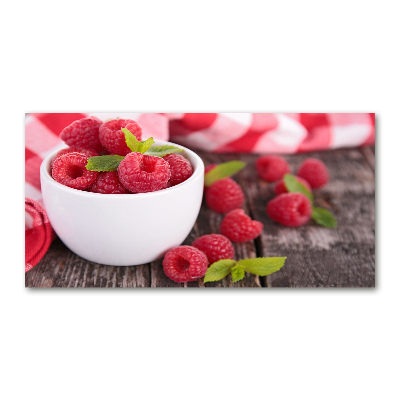 Acrylic print Raspberries in a bowl