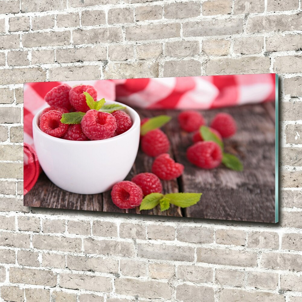 Acrylic print Raspberries in a bowl