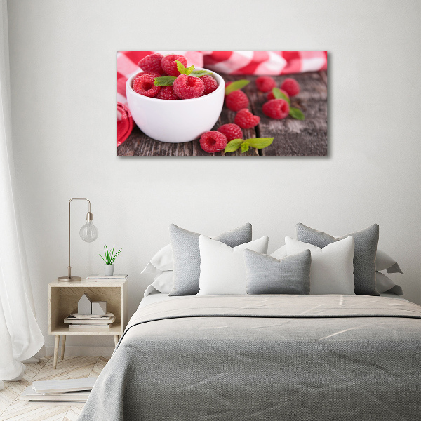 Acrylic print Raspberries in a bowl