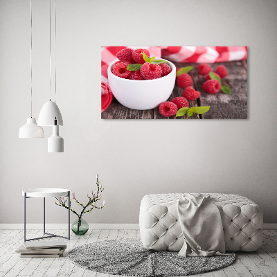 Acrylic print Raspberries in a bowl