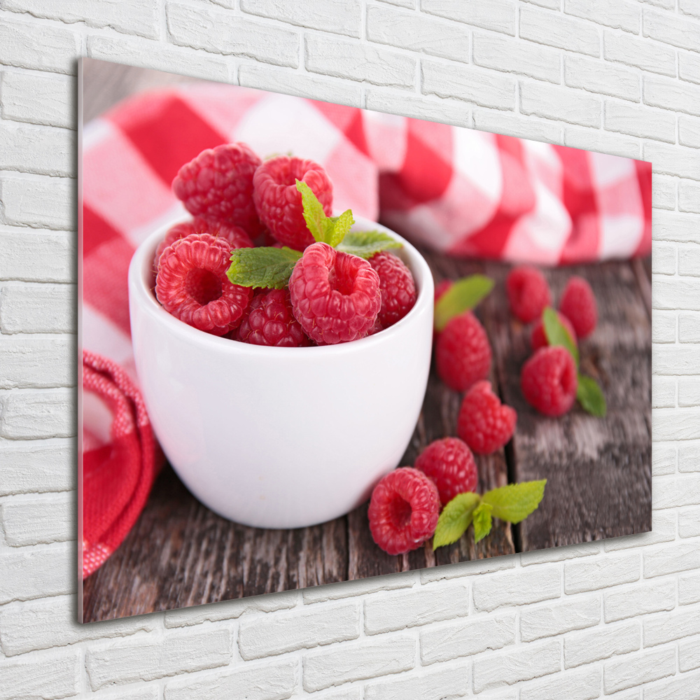 Acrylic print Raspberries in a bowl