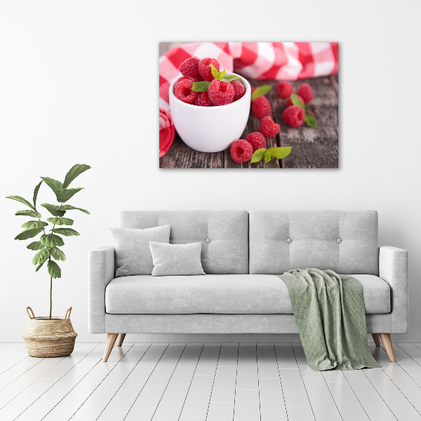 Acrylic print Raspberries in a bowl