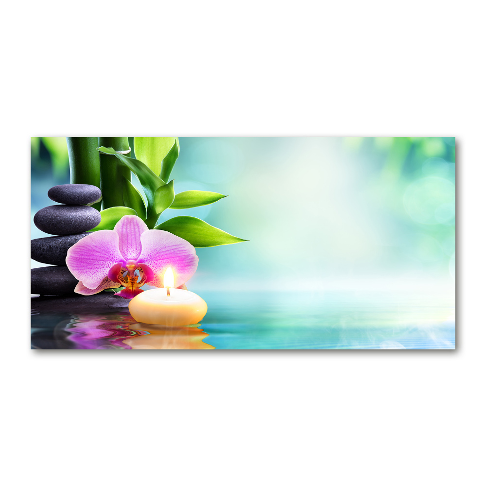 Glass acrylic wall art Orchid bamboo