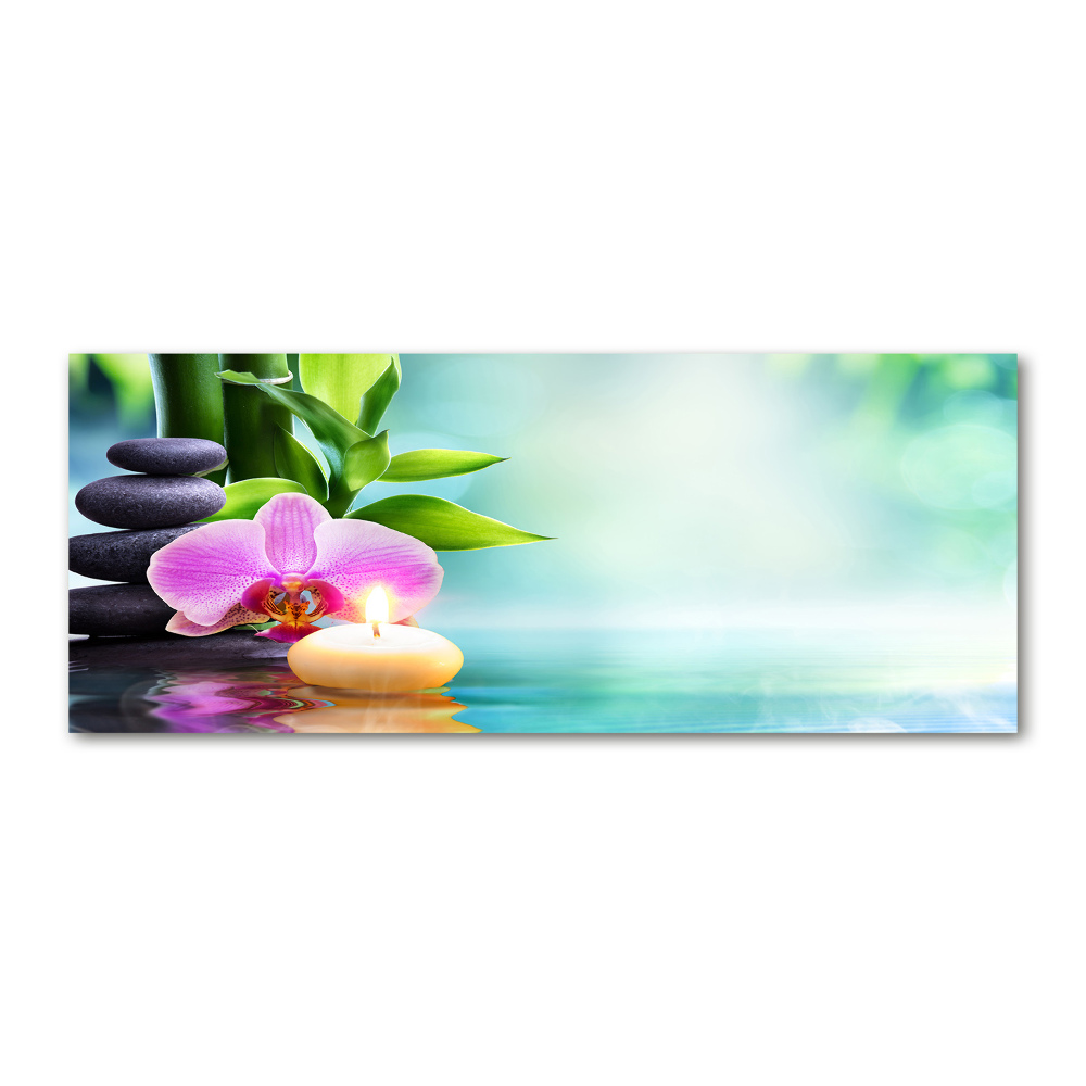 Glass acrylic wall art Orchid bamboo