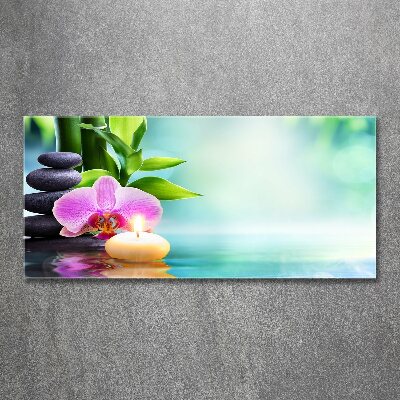 Glass acrylic wall art Orchid bamboo