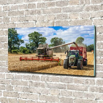 Acrylic print Harvester and tractor